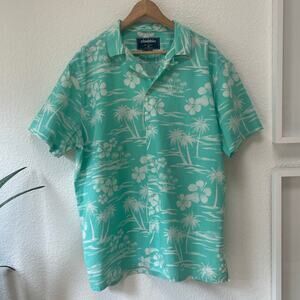 Chubbies Dad Fit Button Up Shirt Sz. XL Turquoise Blue Hawaiian Top Short Sleeve